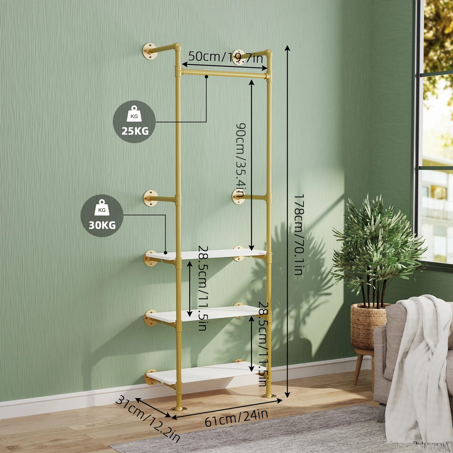 Industrial Pipe Wall Garment Rack