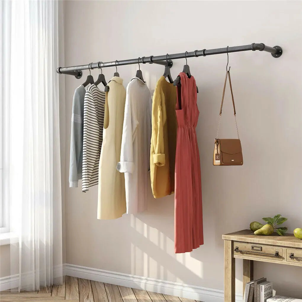 Industrial Pipe Wall-Mounted Clothing Rack