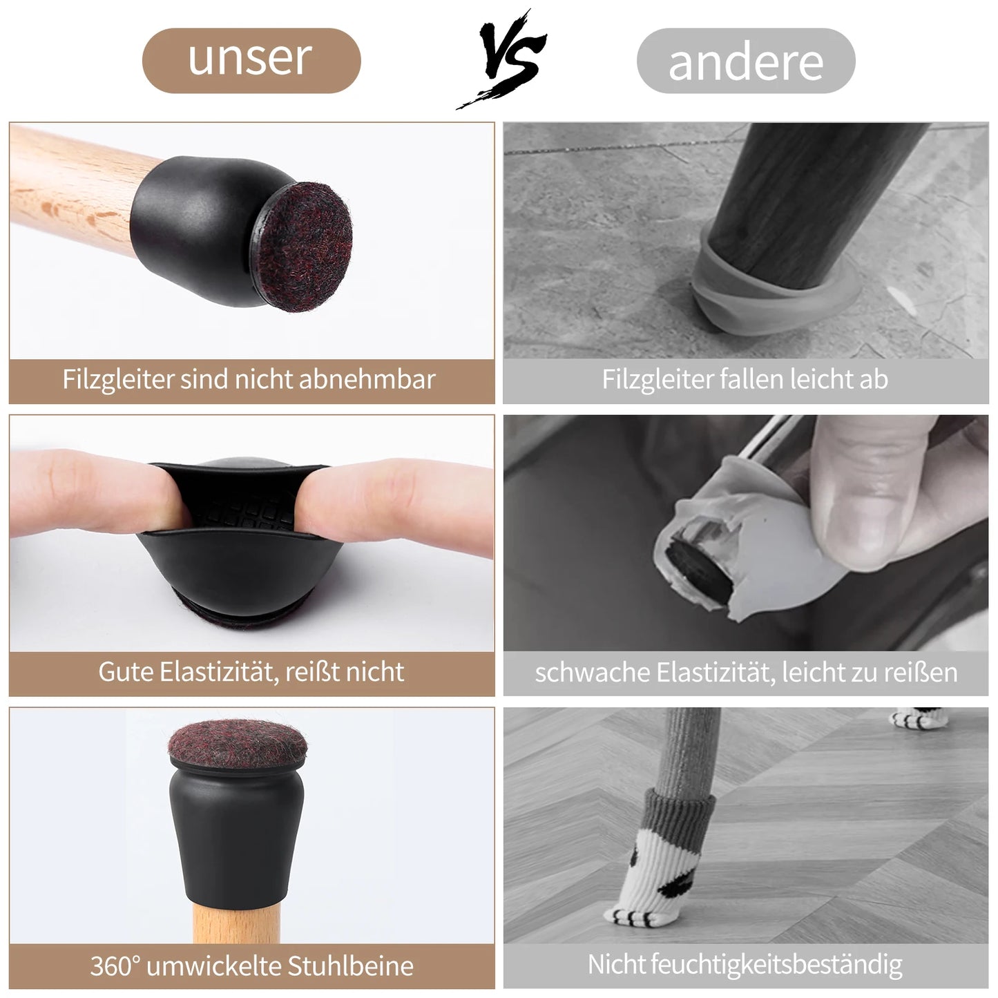Chair Leg Floor Protectors with Felt Pads