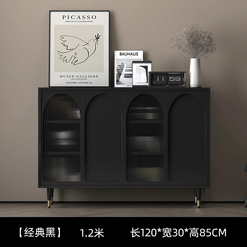 Black Luxury Dresser Cabinet – Minimalist Modern Storage with Hidden Handles and Sleek Drawers