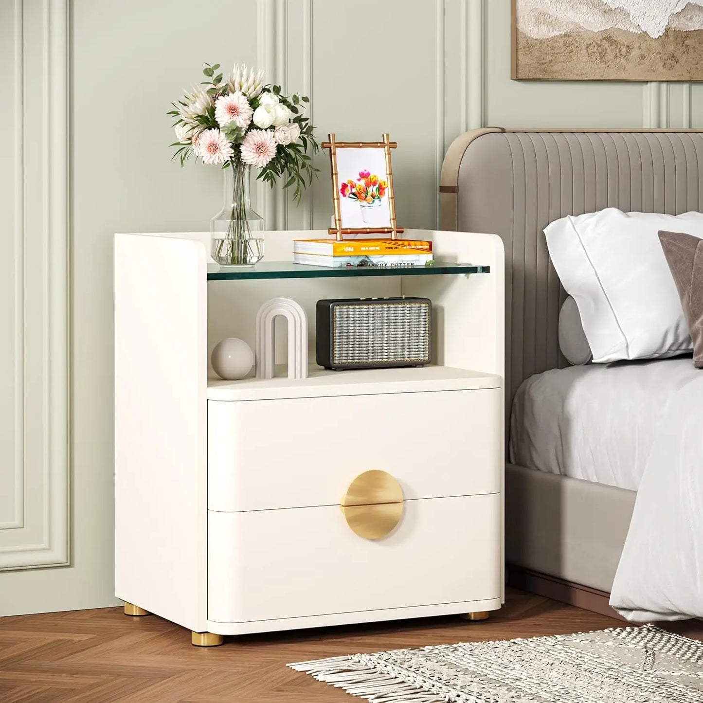 Modern White Nightstand