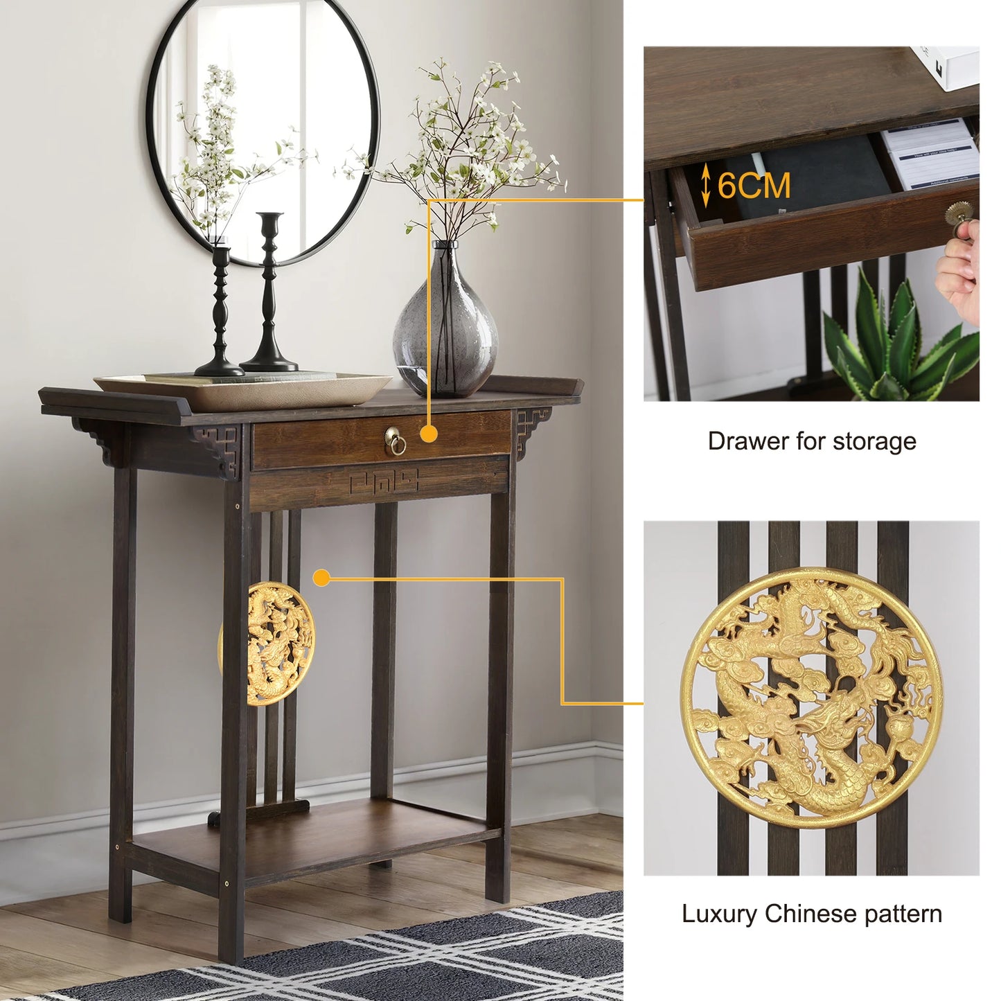 Rustic Bamboo Console Table