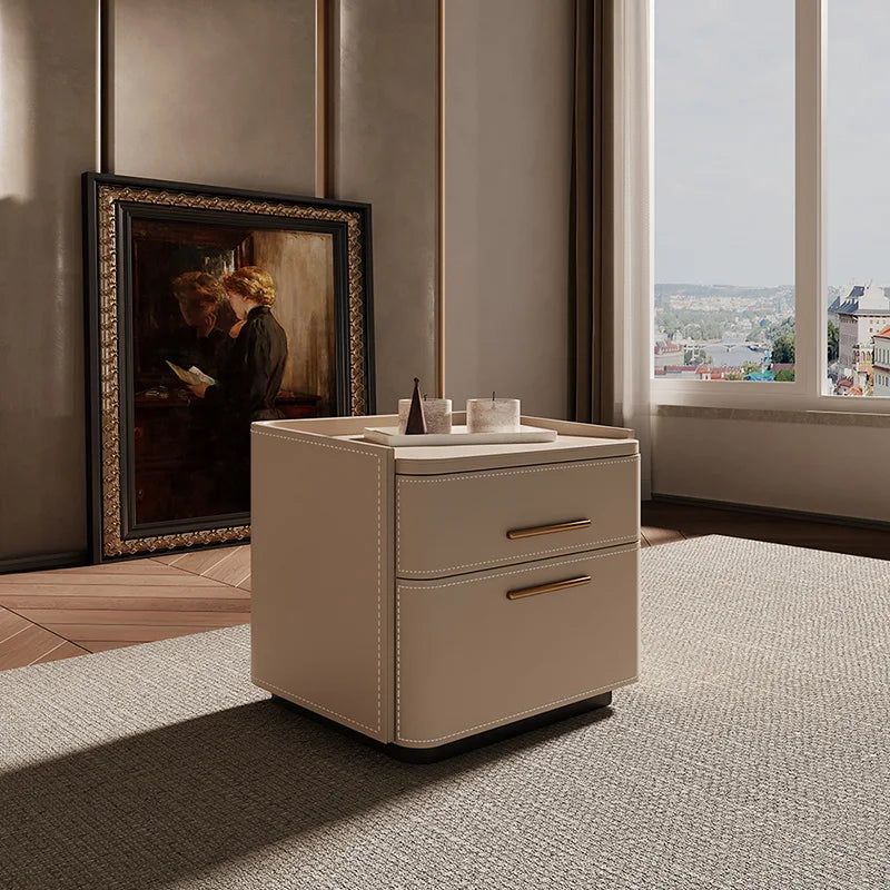 Luxury Storage Nightstand Aesthetic Simple Drawer Italian Bedside Table