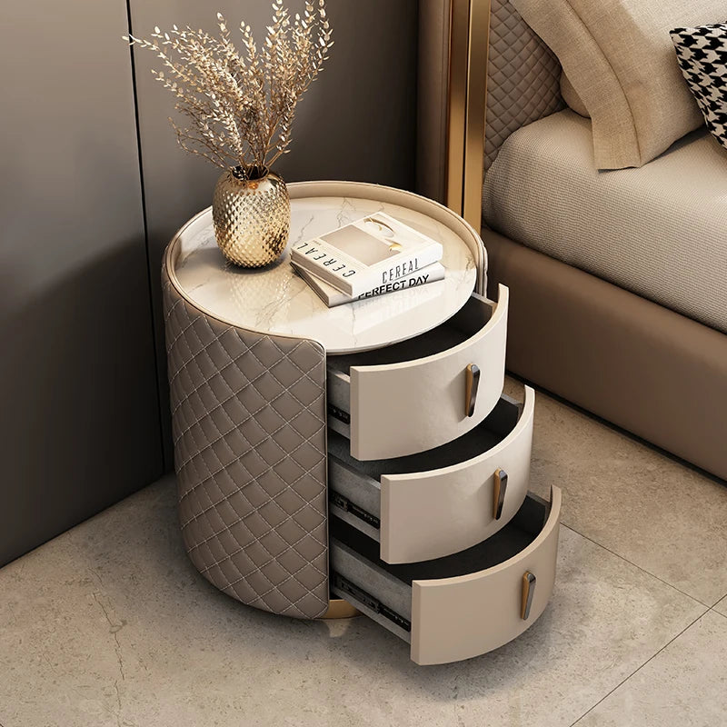 Storage Modern Nightstand – Italian Aesthetic Leather Bedside Table