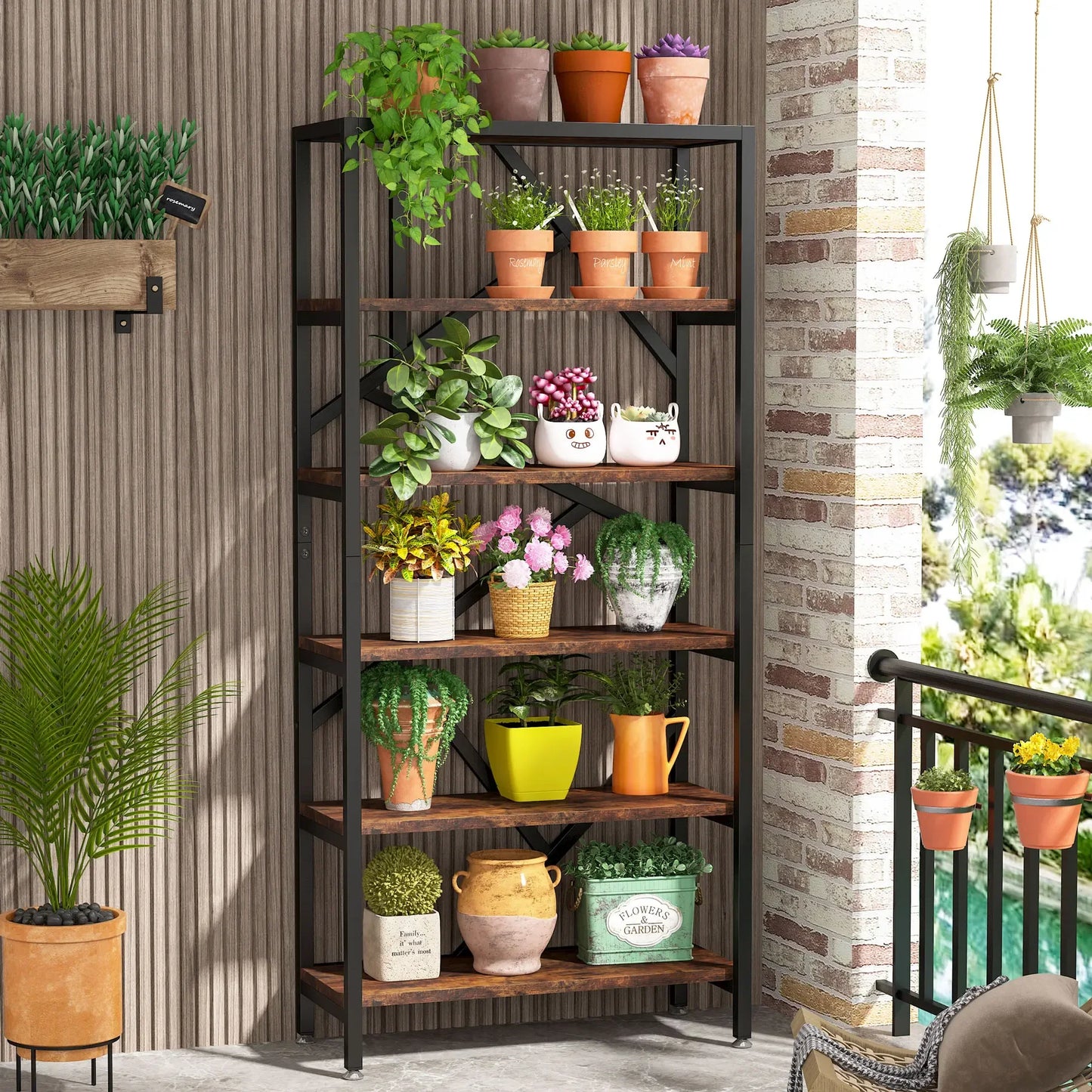 Industrial 5-Tier Bookcase