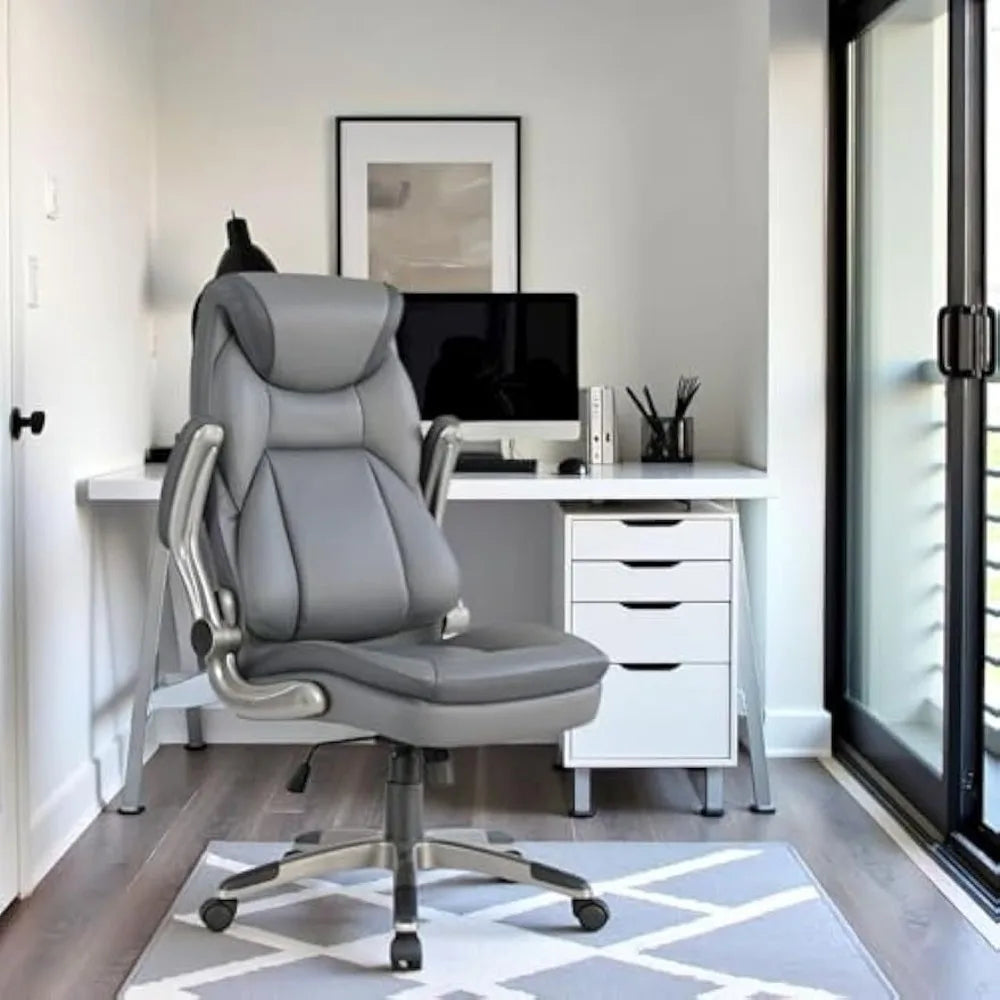 Ergonomic Leather Executive Office Chair – High Back Gray