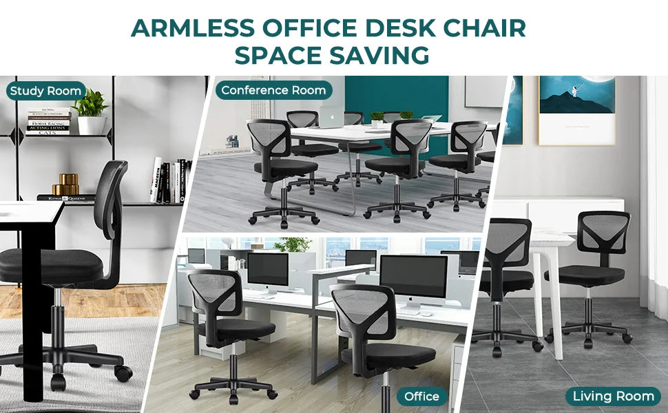 Mesh Armless Office Chair with Lumbar Support