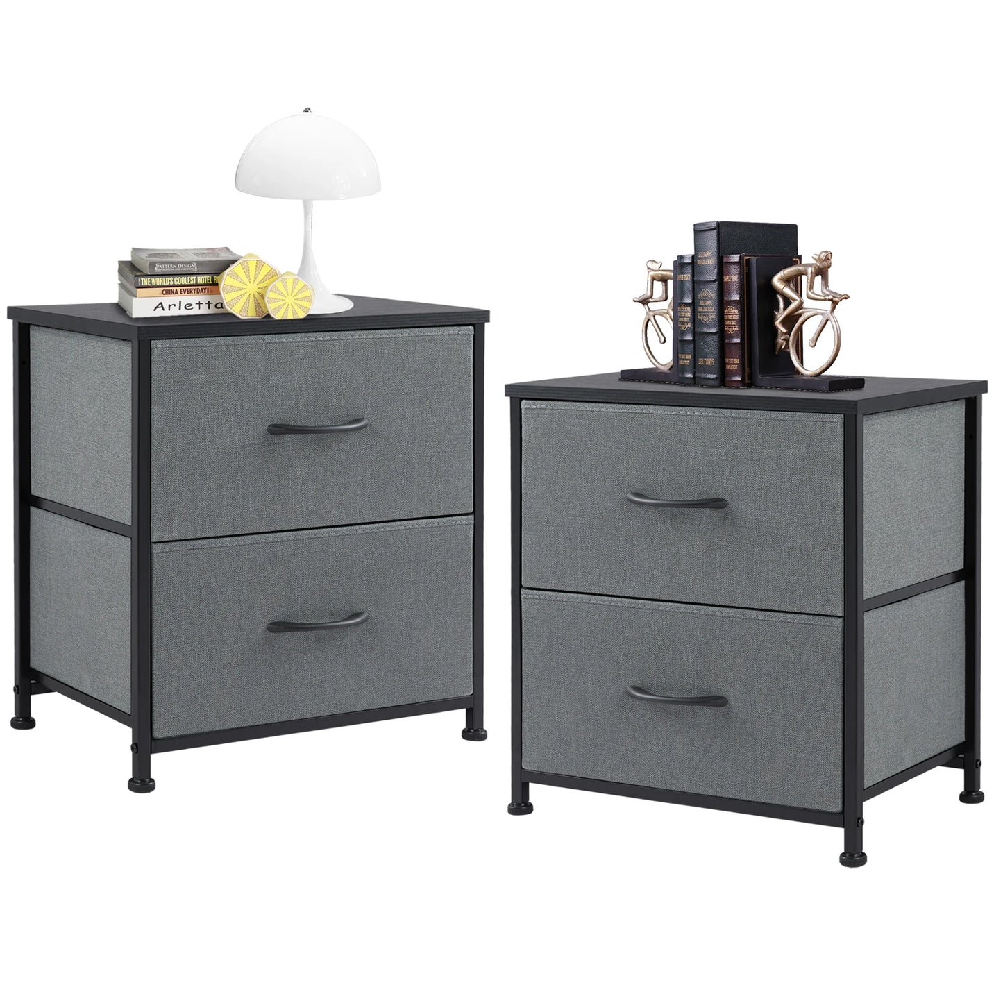 Set of 2 Living Room Cabinets with Fabric Drawers