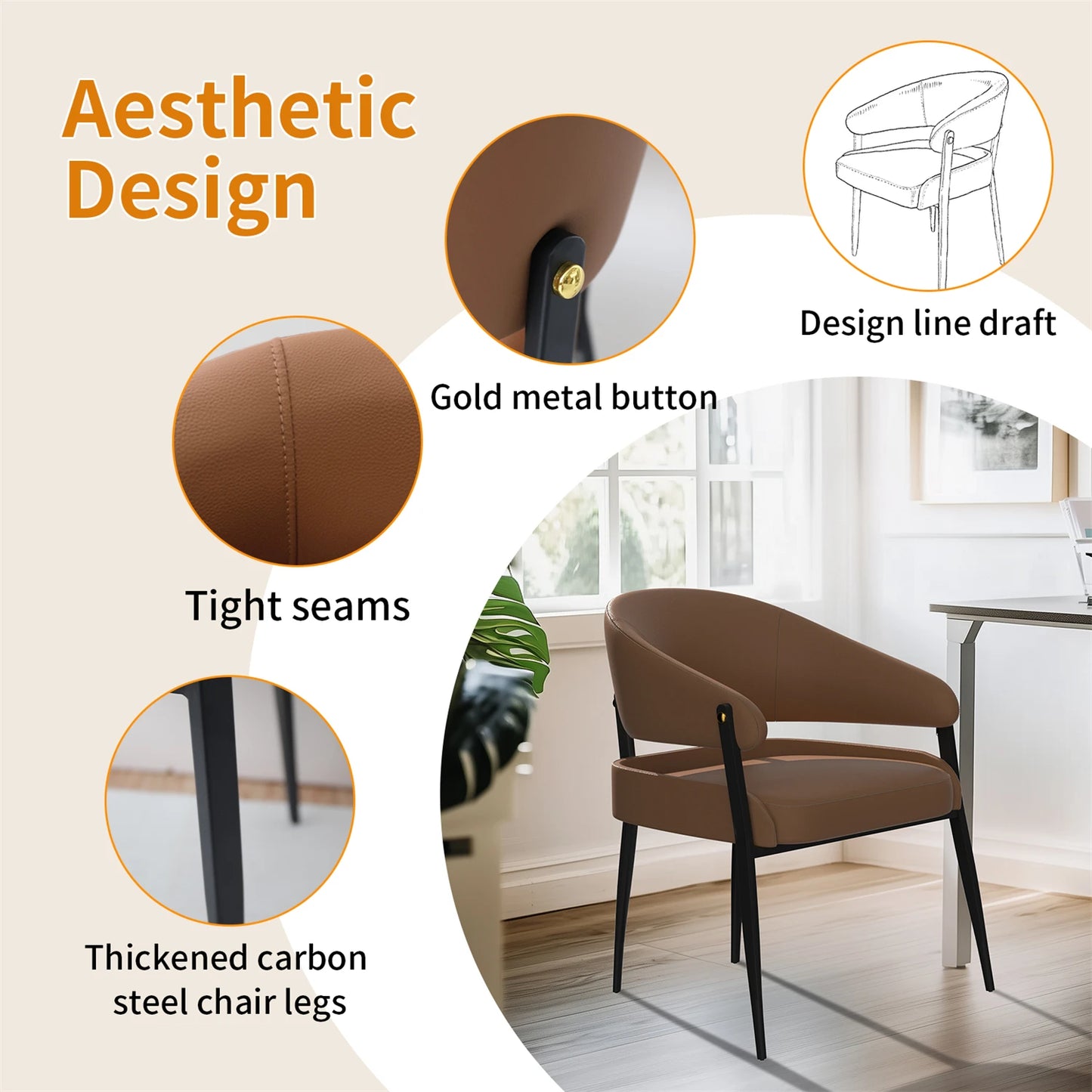 Set of 2 Leather Dining Chairs
