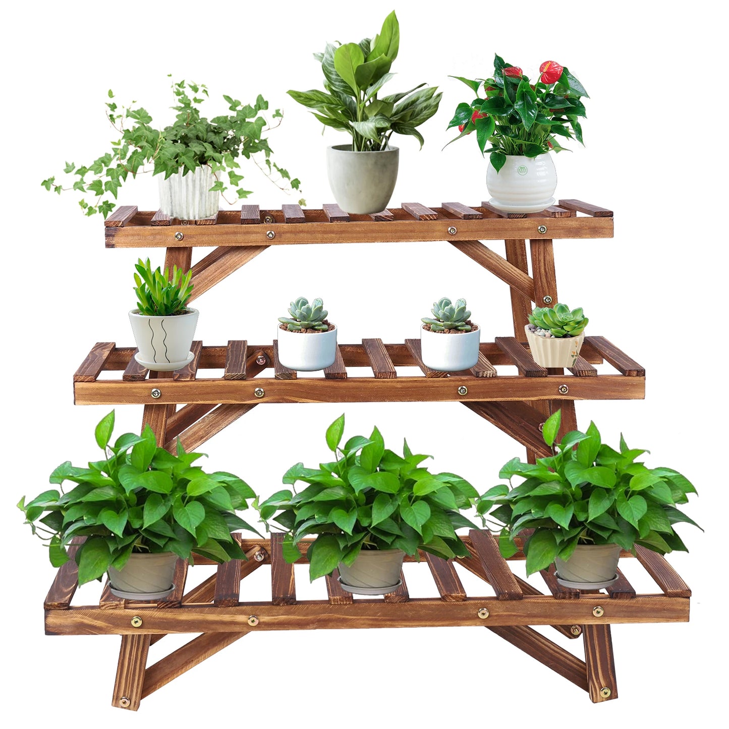 Wood Ladder Plant Shelf