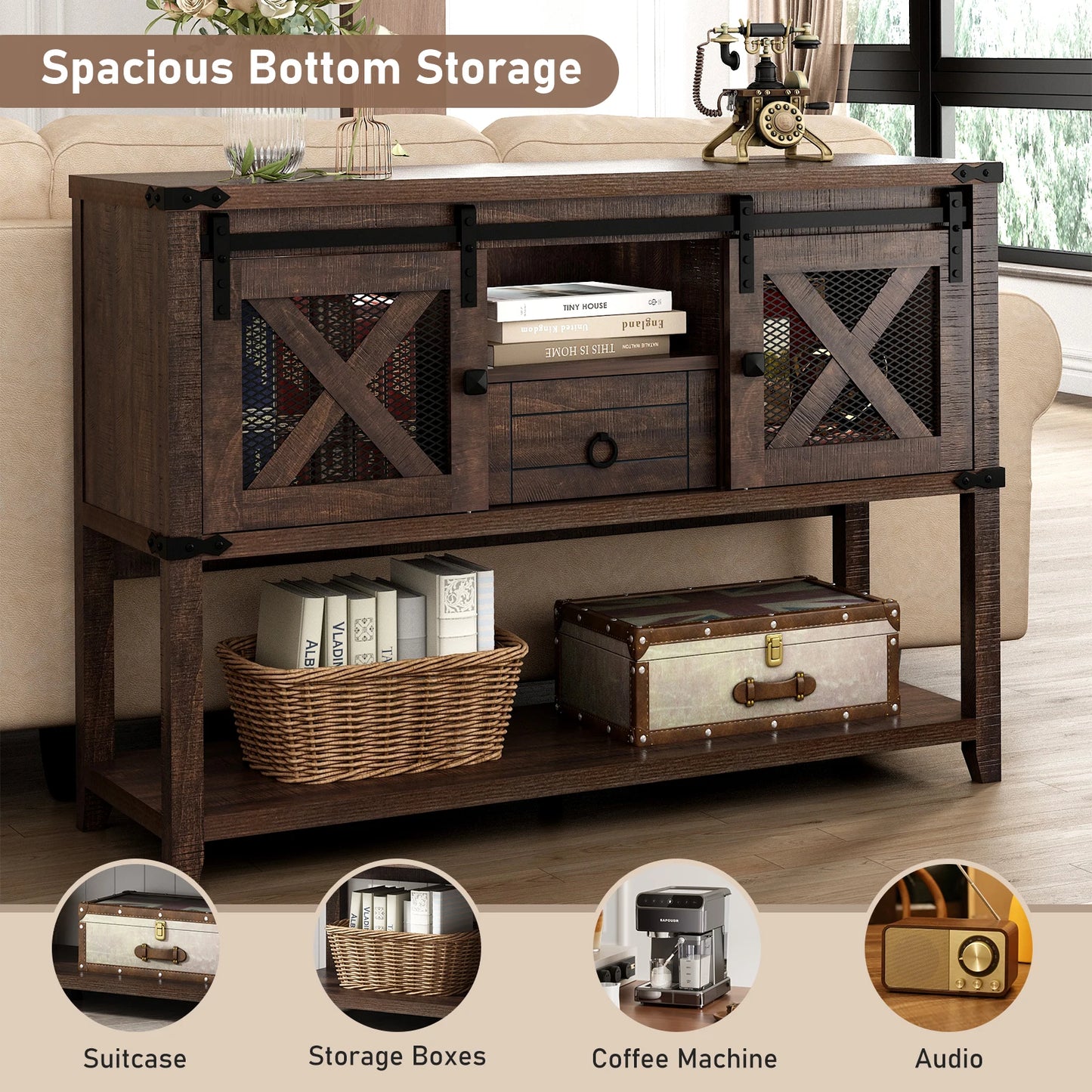Entryway Table with Sliding Barn Doors