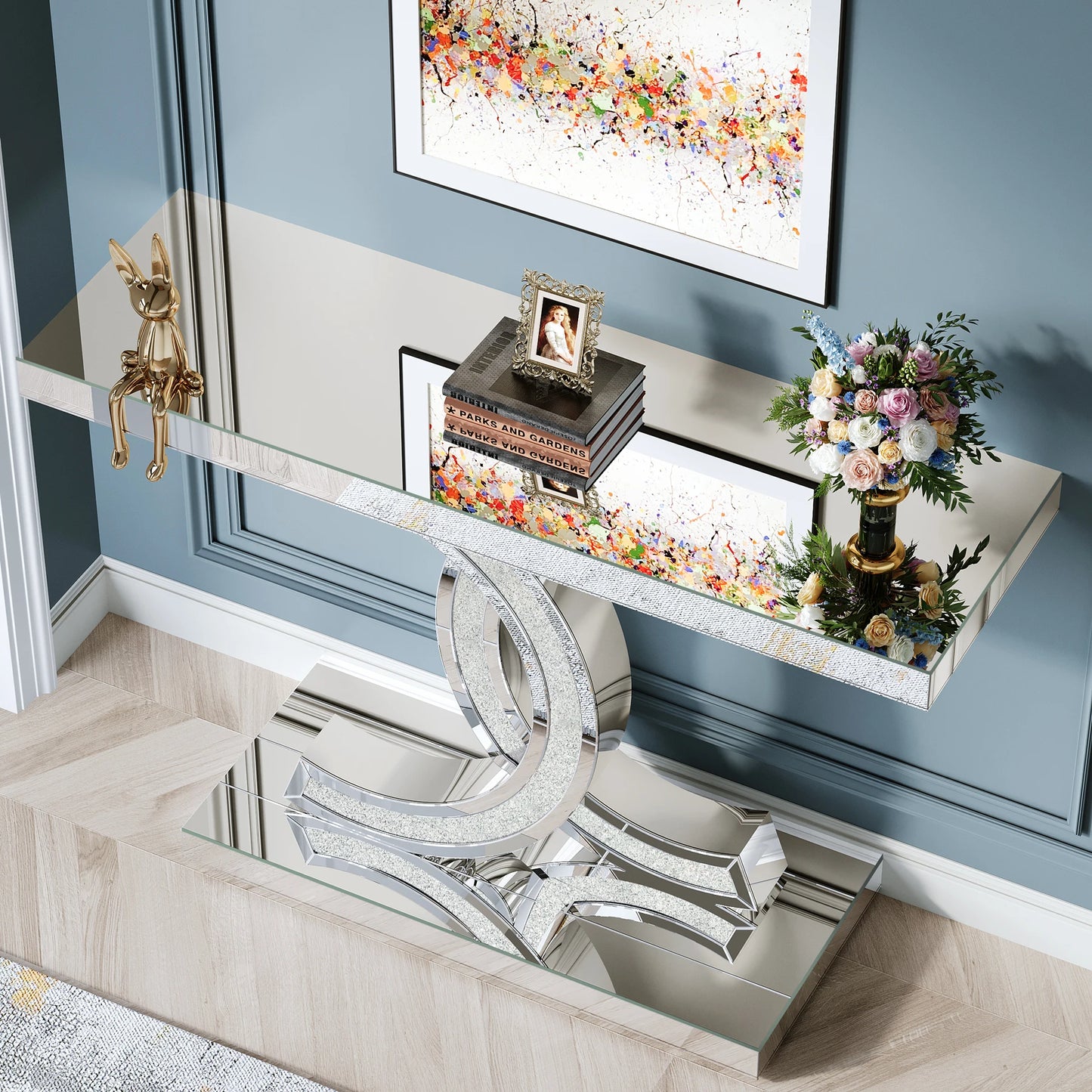 Gold Faux Marble Console