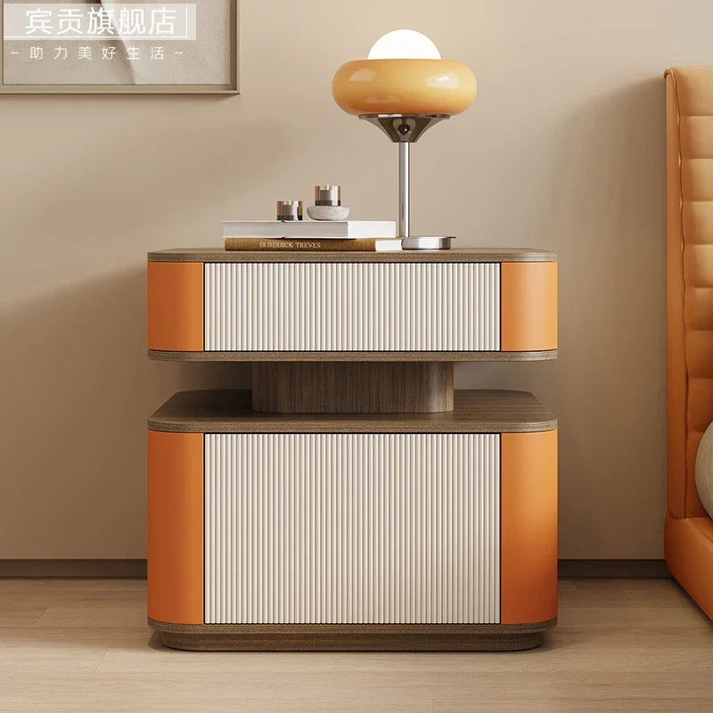 Minimalist Aesthetic Nightstand – Nordic Bedside Table with Drawers and Storage