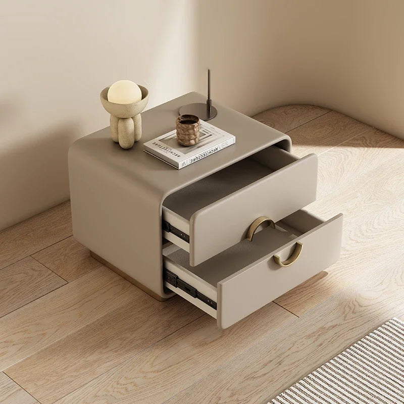 Glamour Modern Nightstand – Minimalist Bedside Table with Drawers and Storage