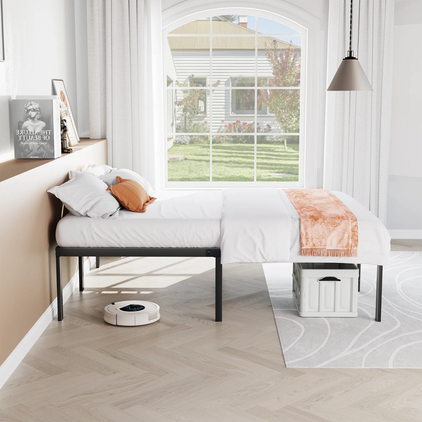 Metal Bed Frame with Storage Space