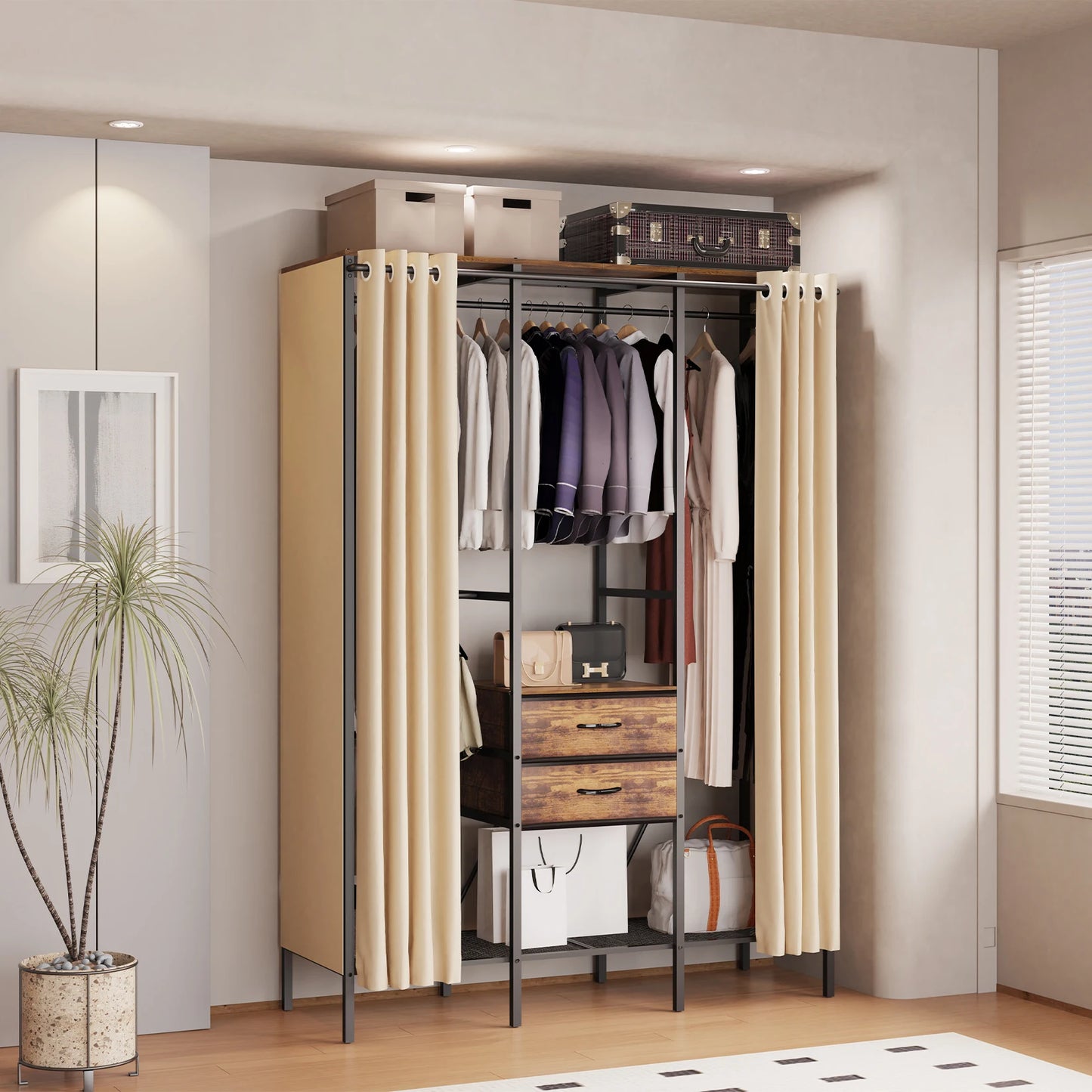 XXL Industrial Open Wardrobe with Drawers