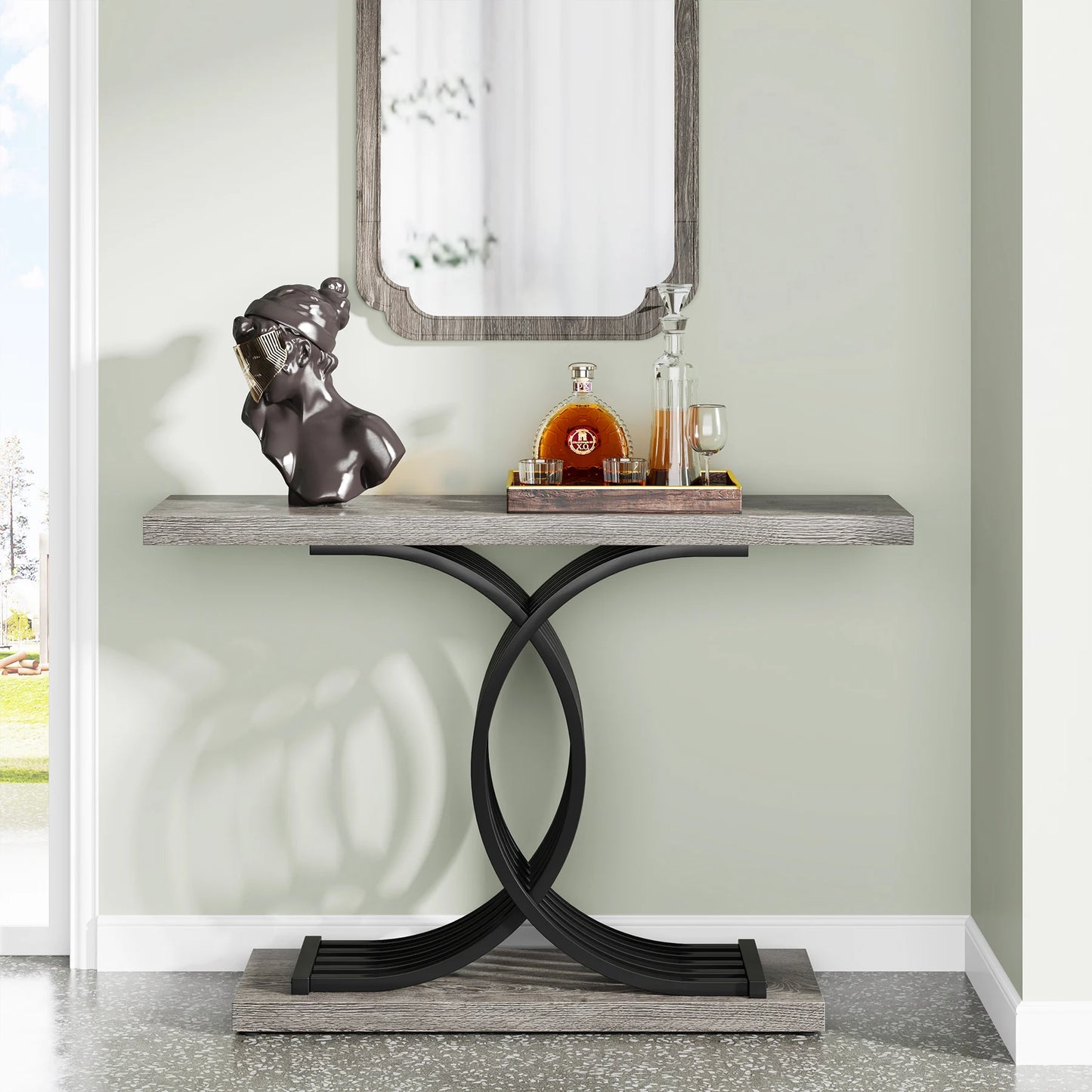 Gold Faux Marble Console