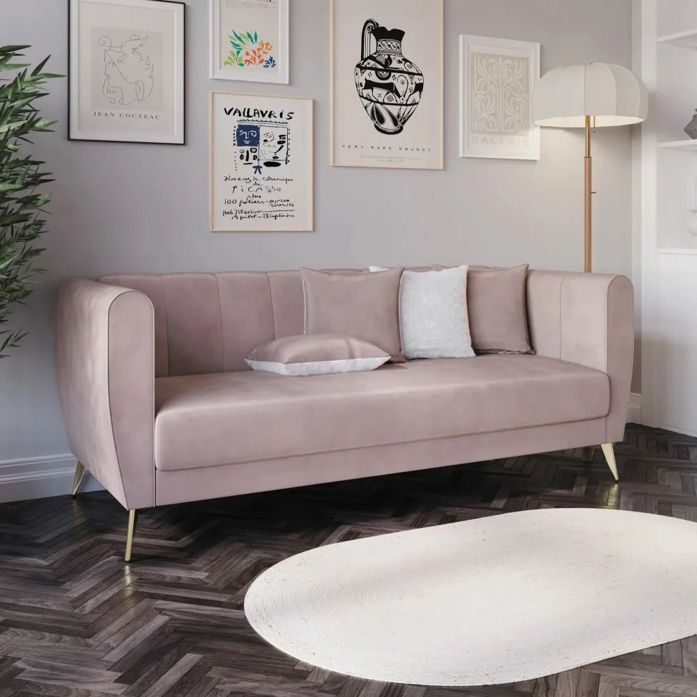 Velvet Flared Arm Sofa