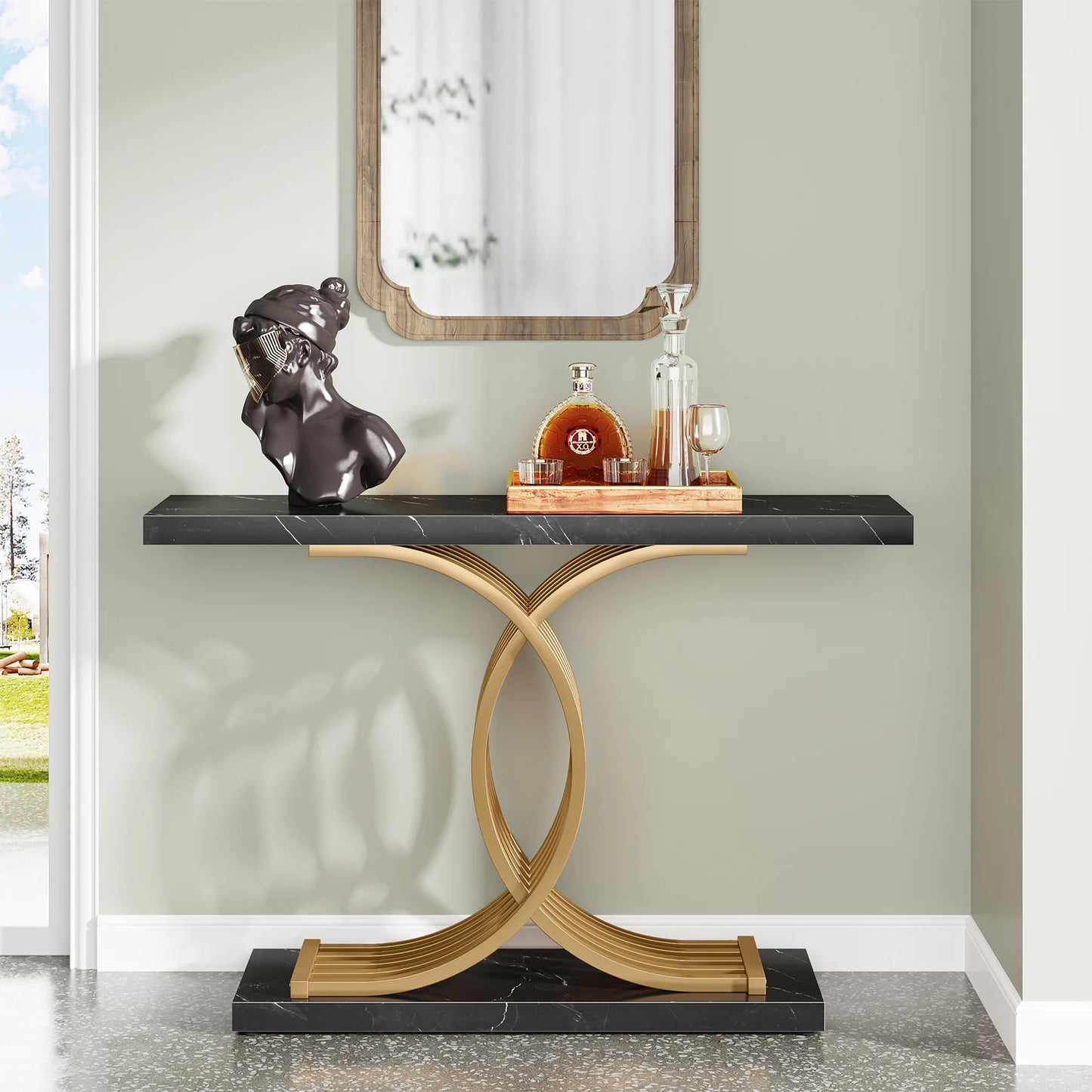 Gold Faux Marble Console