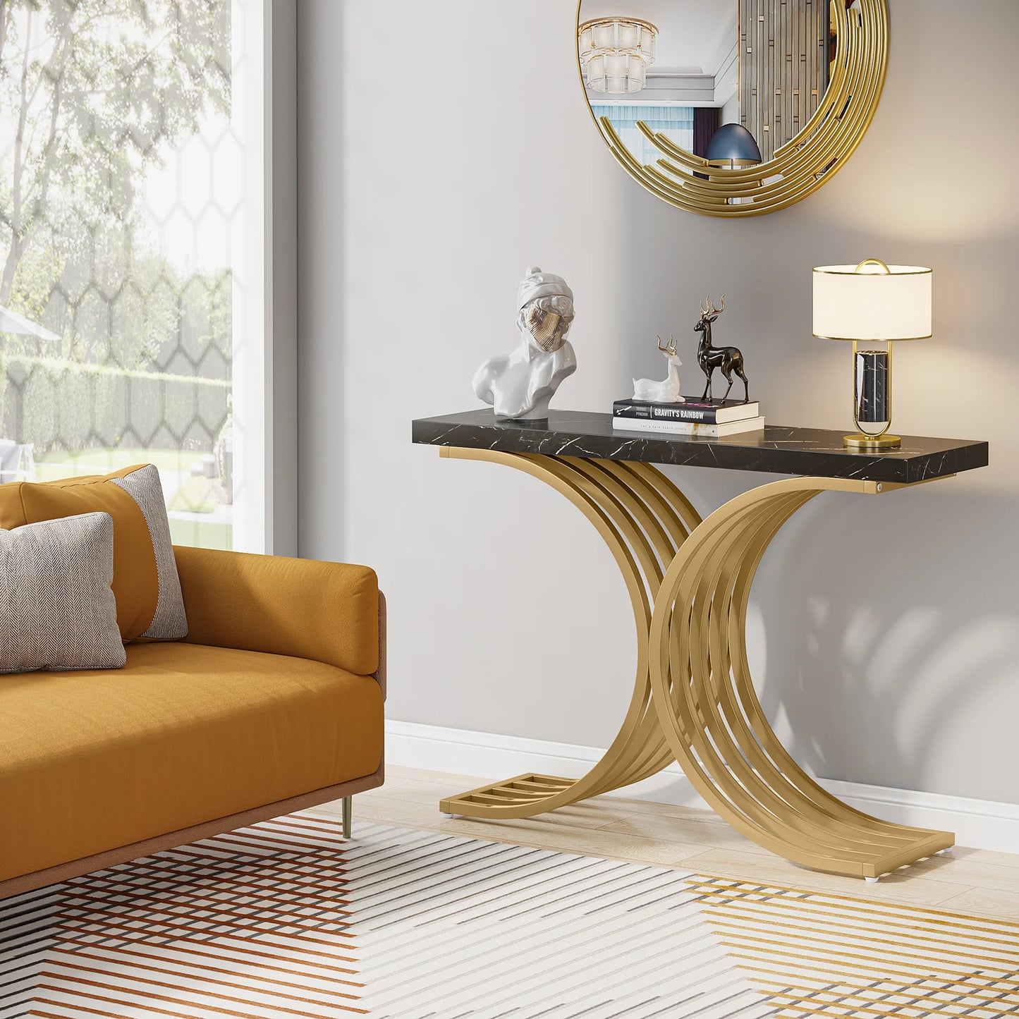 Gold Geometric Console