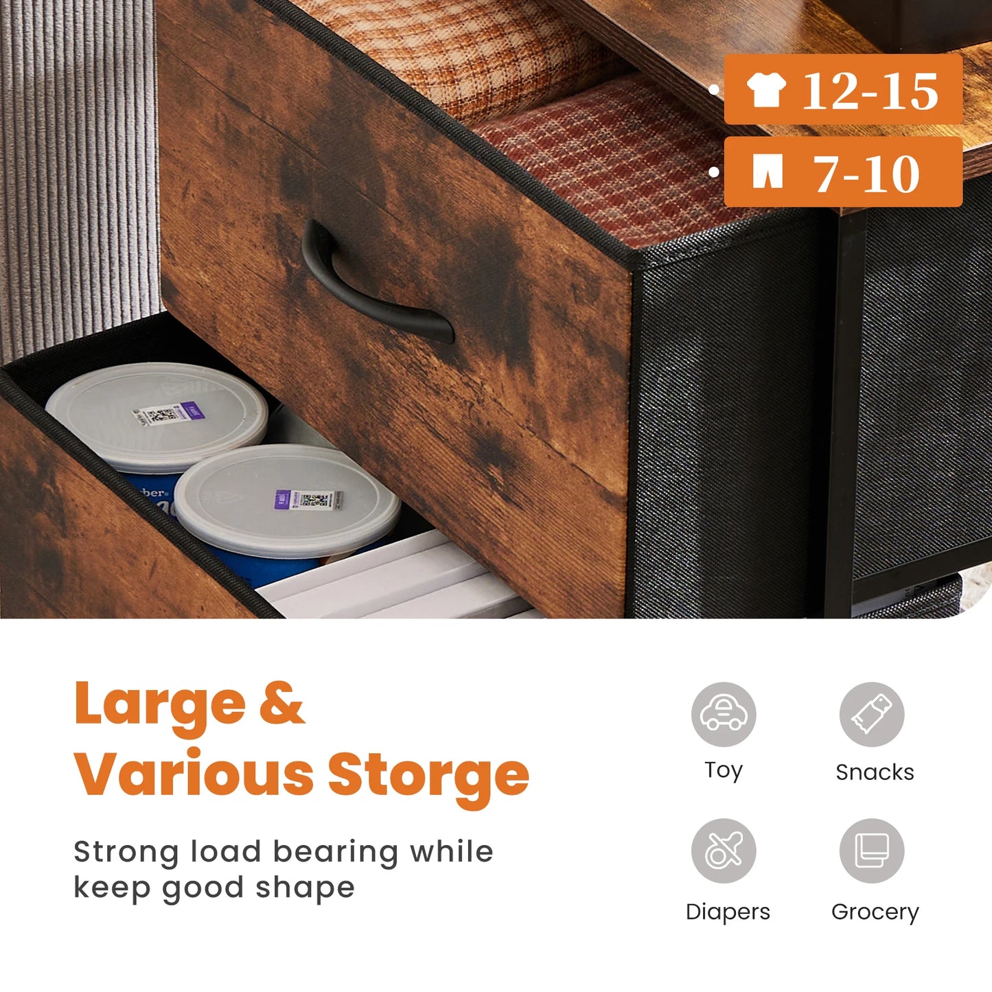 2-Drawer Fabric Nightstand