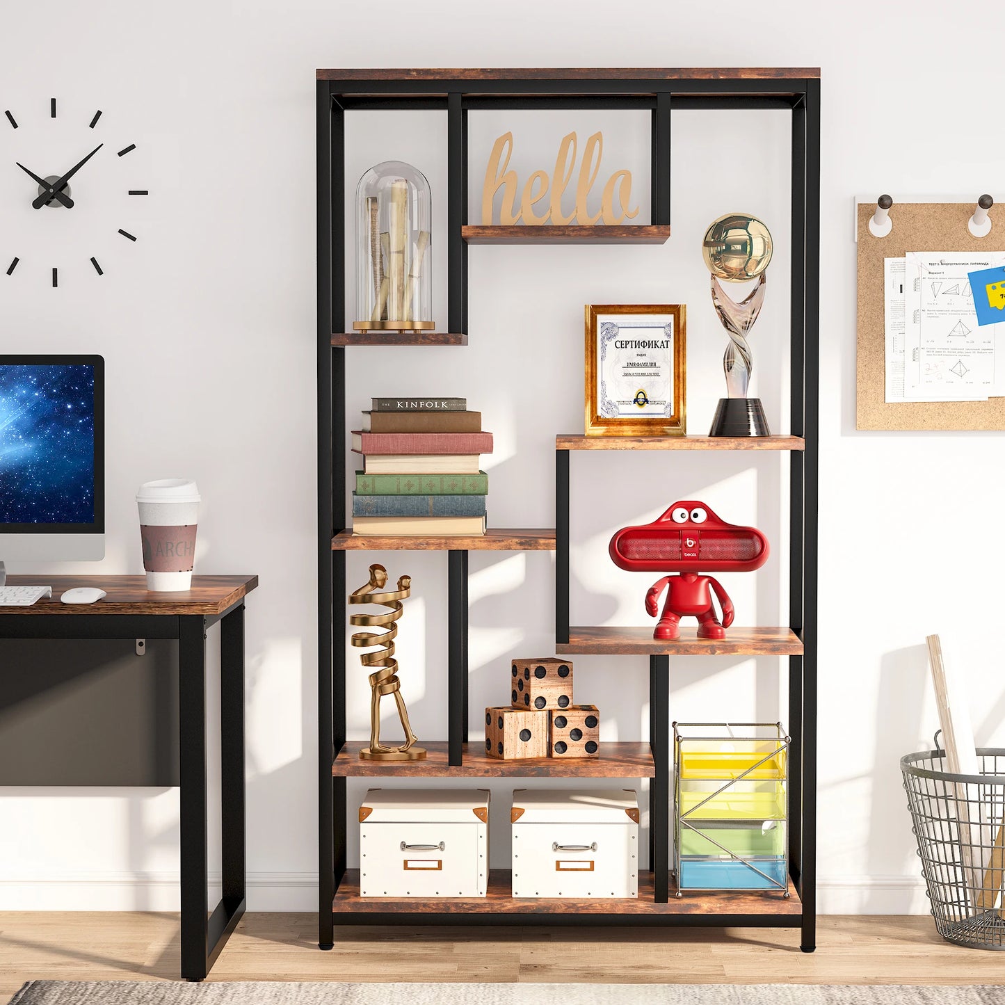 Staggered 8‑Tier Bookcase