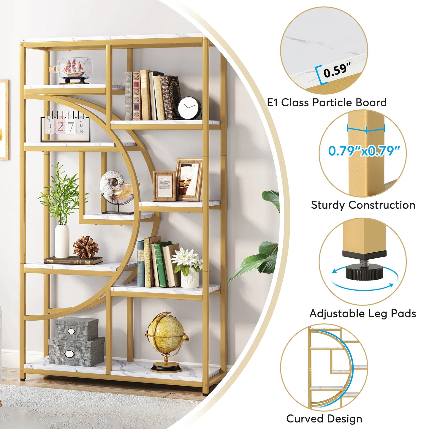 Gold Etagere Bookcase
