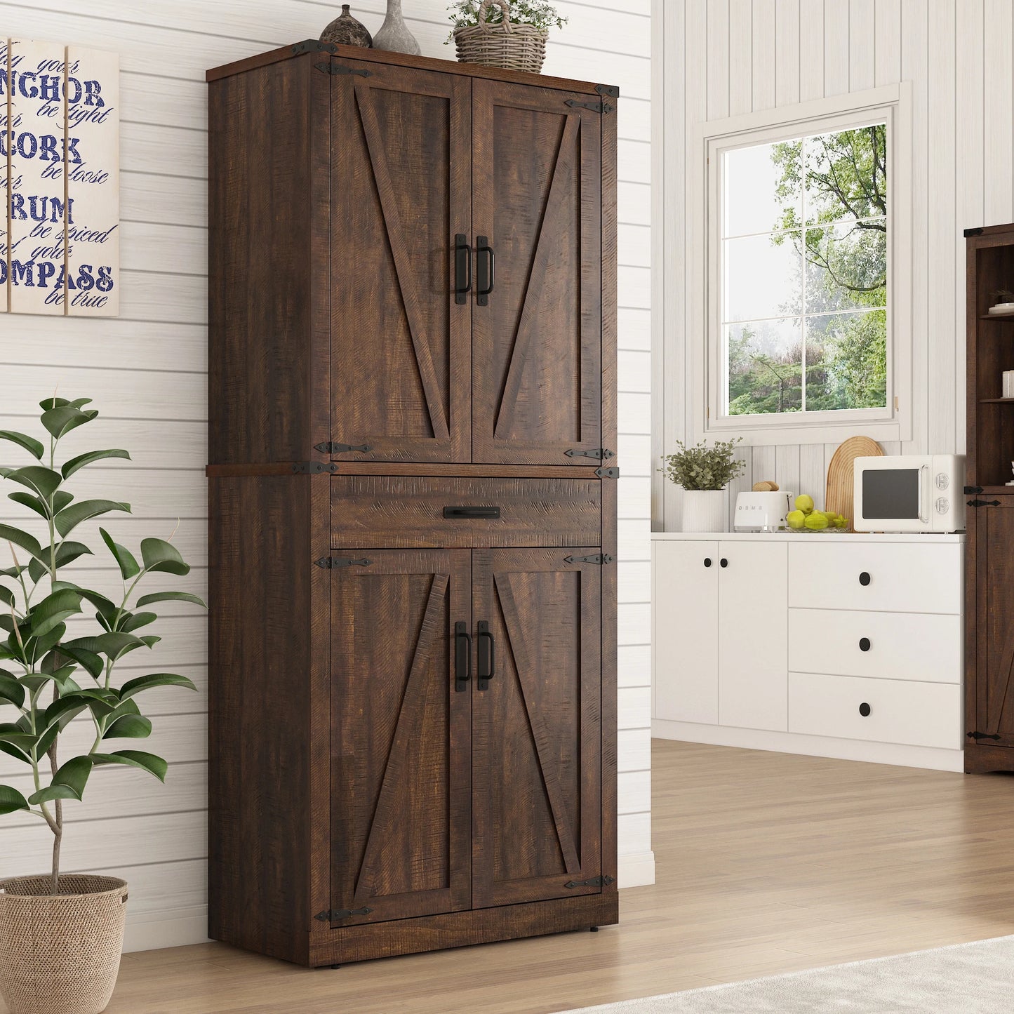 rustic kitchen cabinet with drawer