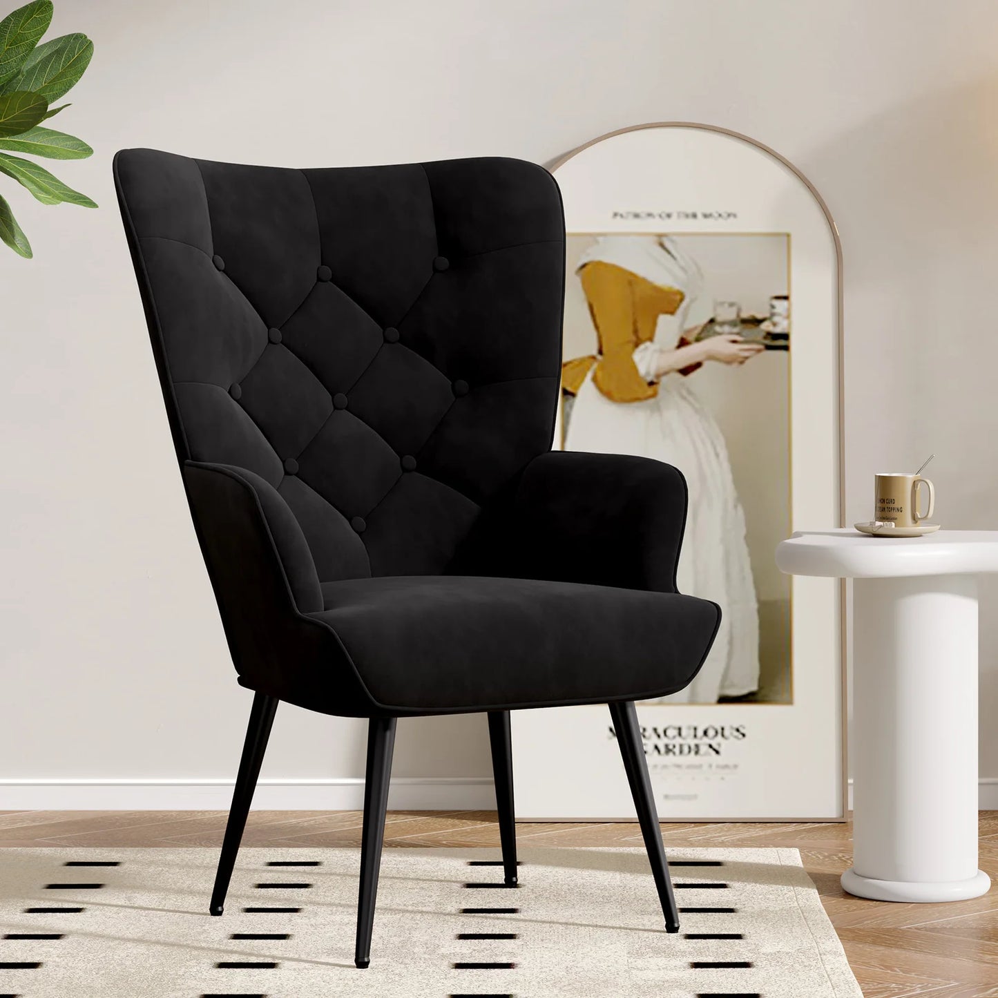 Velvet High Back Armchair
