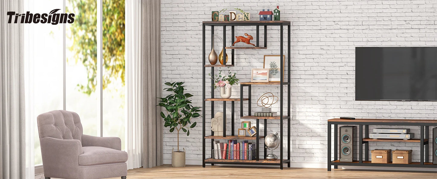Staggered 8‑Tier Bookcase