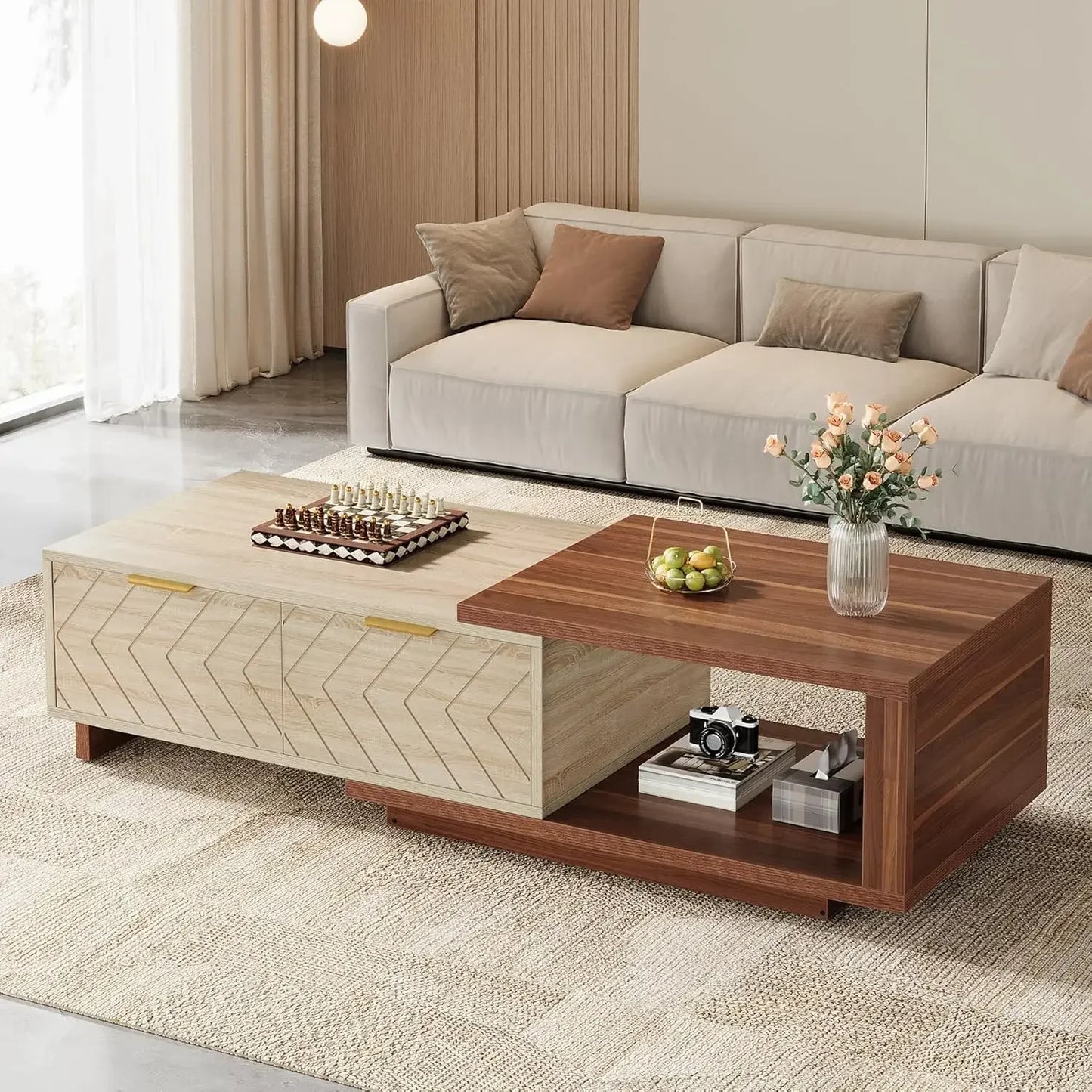 Extendable Dual‑Tone Coffee Table