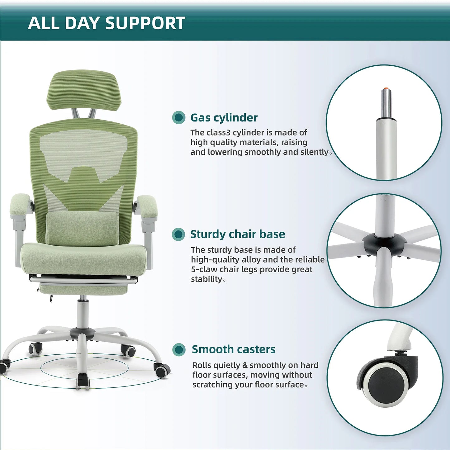 Ergonomic Reclining High Back Mesh Chair with Lumbar Support Pillow