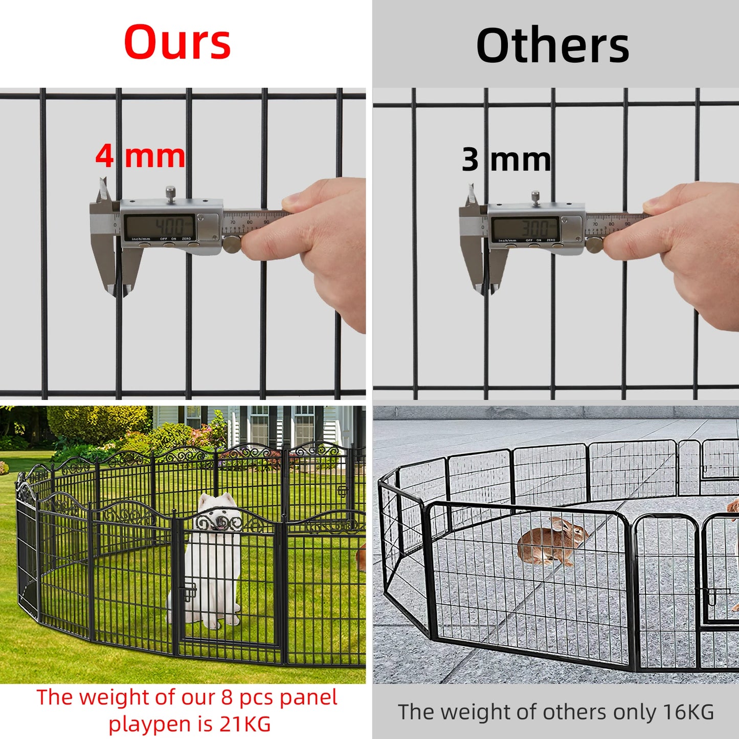 Foldable 8-Panel Dog Playpen with Gate