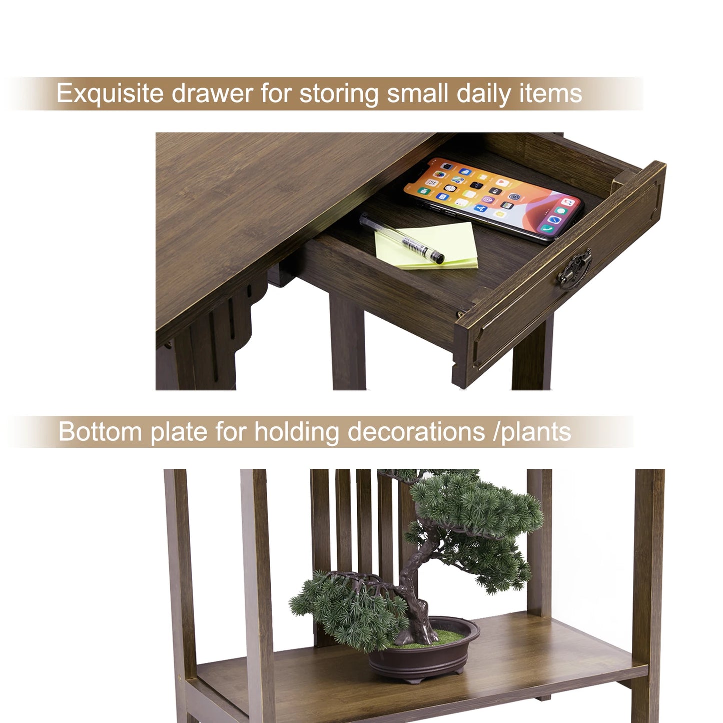 Chinese Style Console Table with Drawer & Shelf