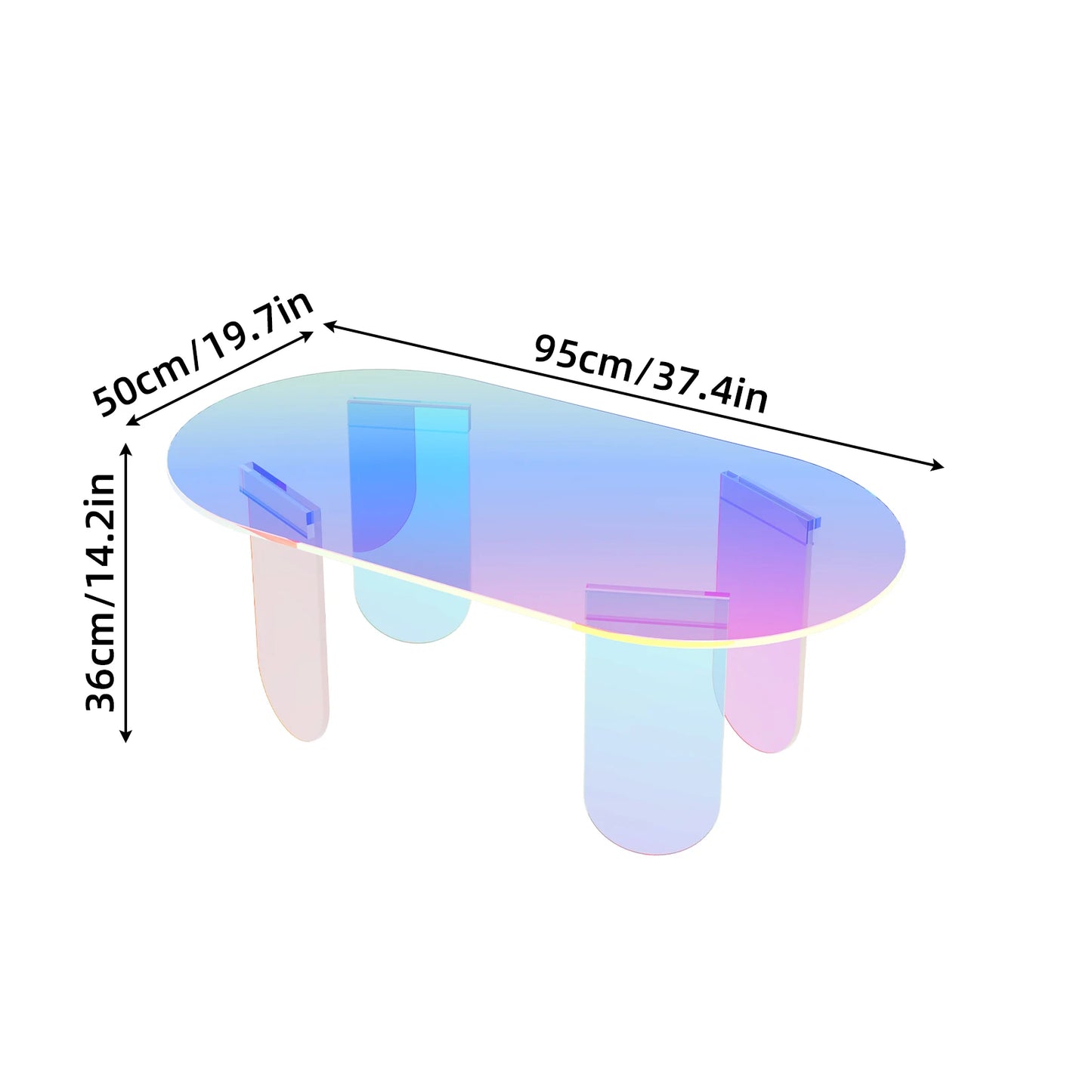 Iridescent Acrylic Coffee Table – Shatterproof Oval Design