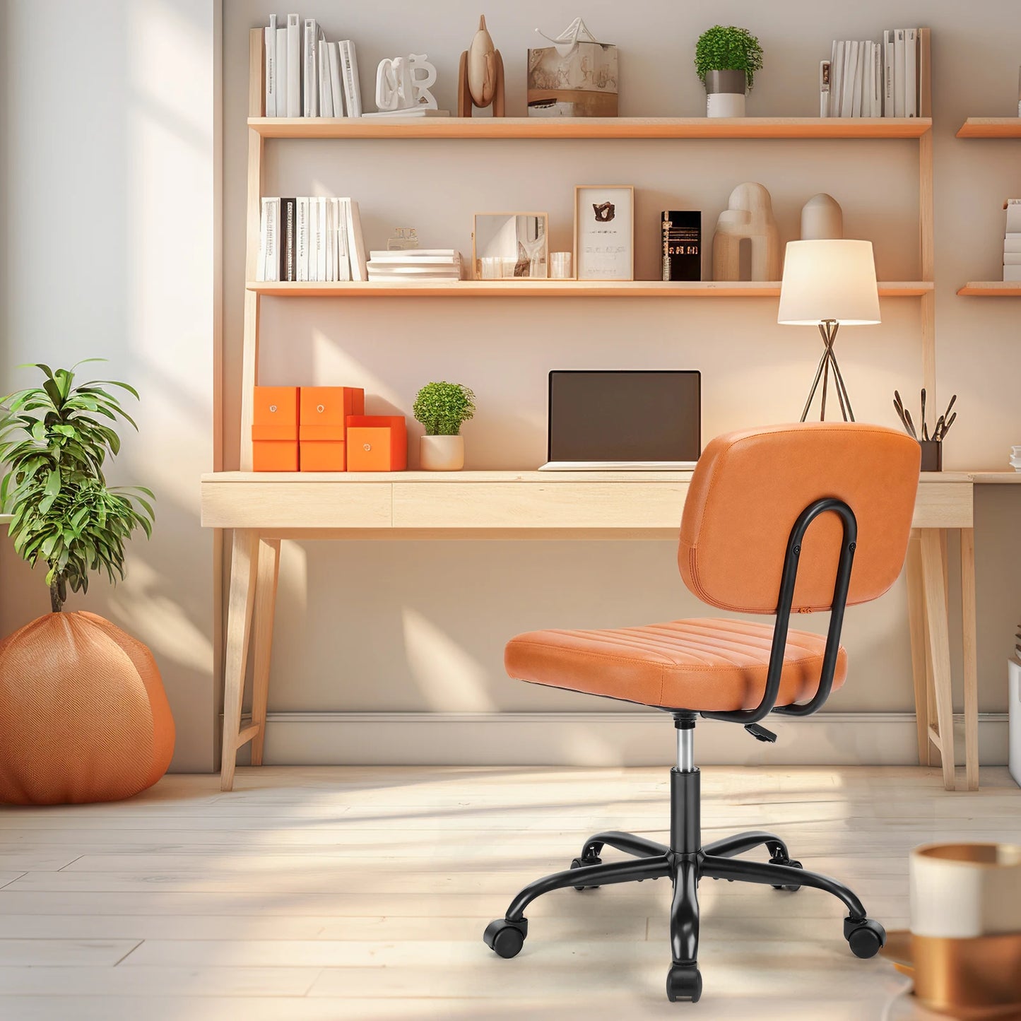 Armless Office Desk Chair with Lumbar Support