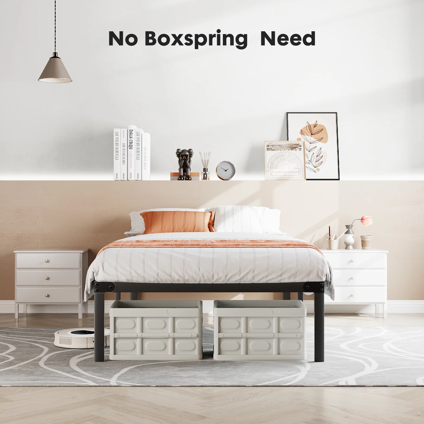 Metal Bed Frame with Storage Space
