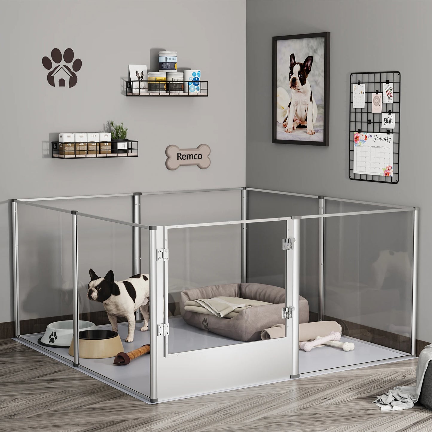 Acrylic Dog Playpen with Waterproof Whelping Pad