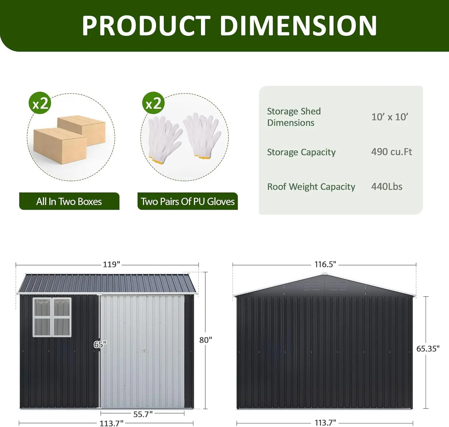 10×10 Outdoor Metal Storage Shed