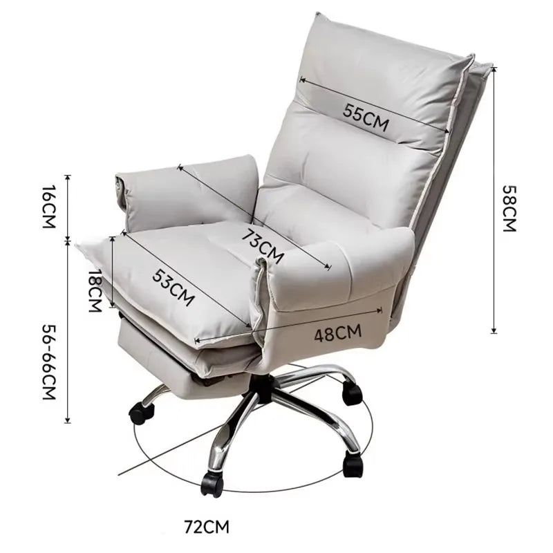 Ergonomic White Office Chair with Footrest