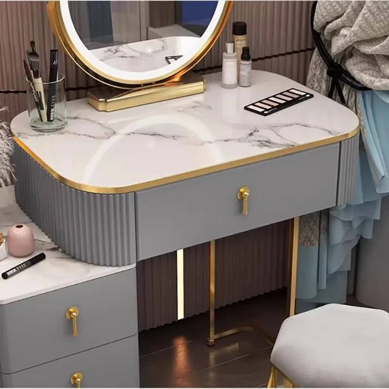 Classic Elegant Vanity Table – Luxury Nordic Makeup Desk with Mirror & Stool