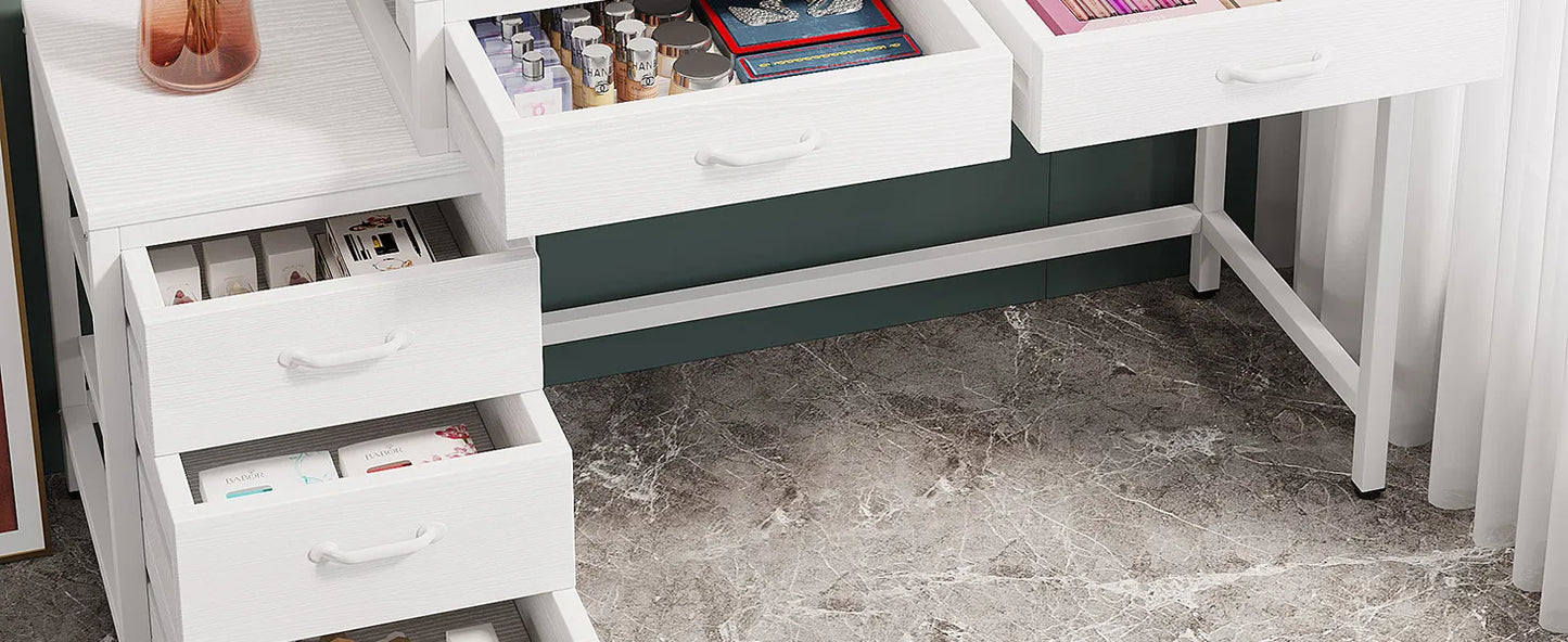 White 5‑Drawer Vanity Desk
