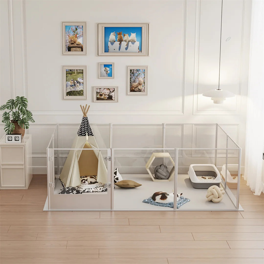 Clear Acrylic Dog Playpen with Pad