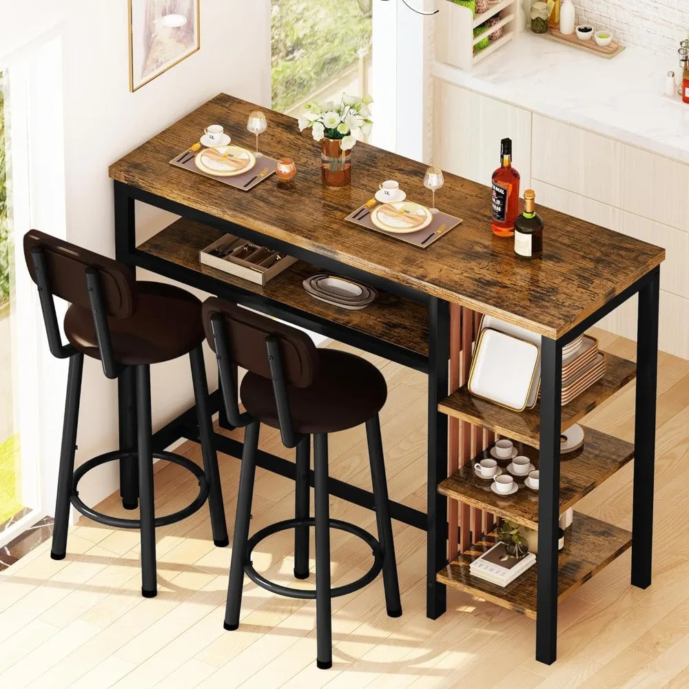 Rustic Bar Dining Set for 2