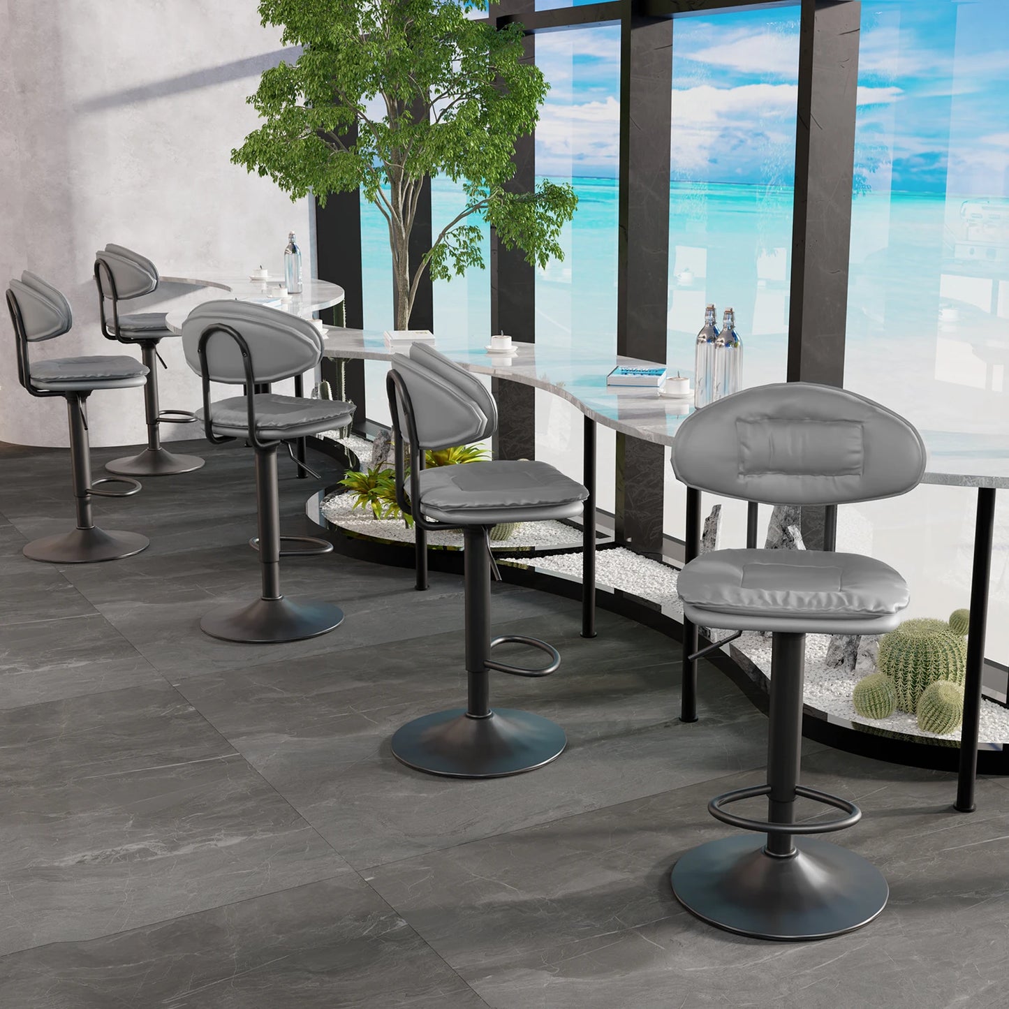 Adjustable Swivel Bar Stools Set