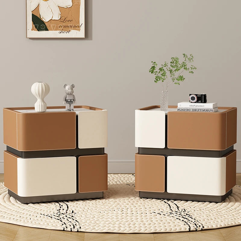 Set of 2 Modern Nordic Night Tables – Italian Minimalist Storage Bedside Furniture