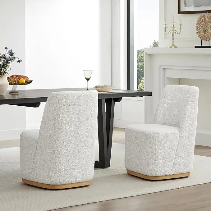 Boucle Rolling Dining Chairs