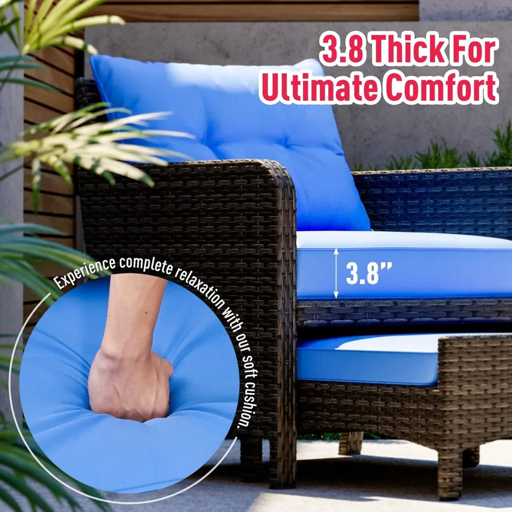 5-Piece Wicker Patio Set with Ottomans
