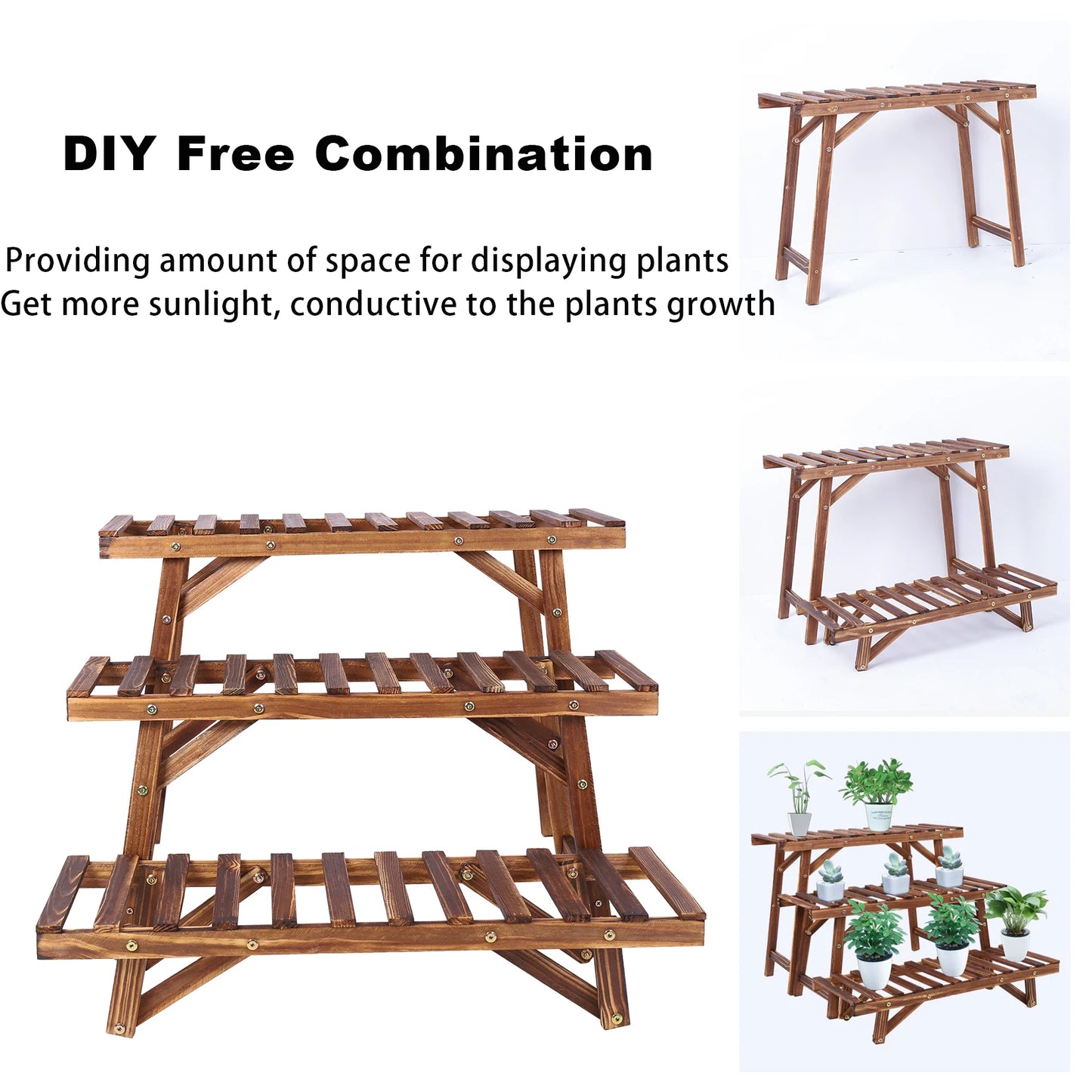 Wood Ladder Plant Shelf