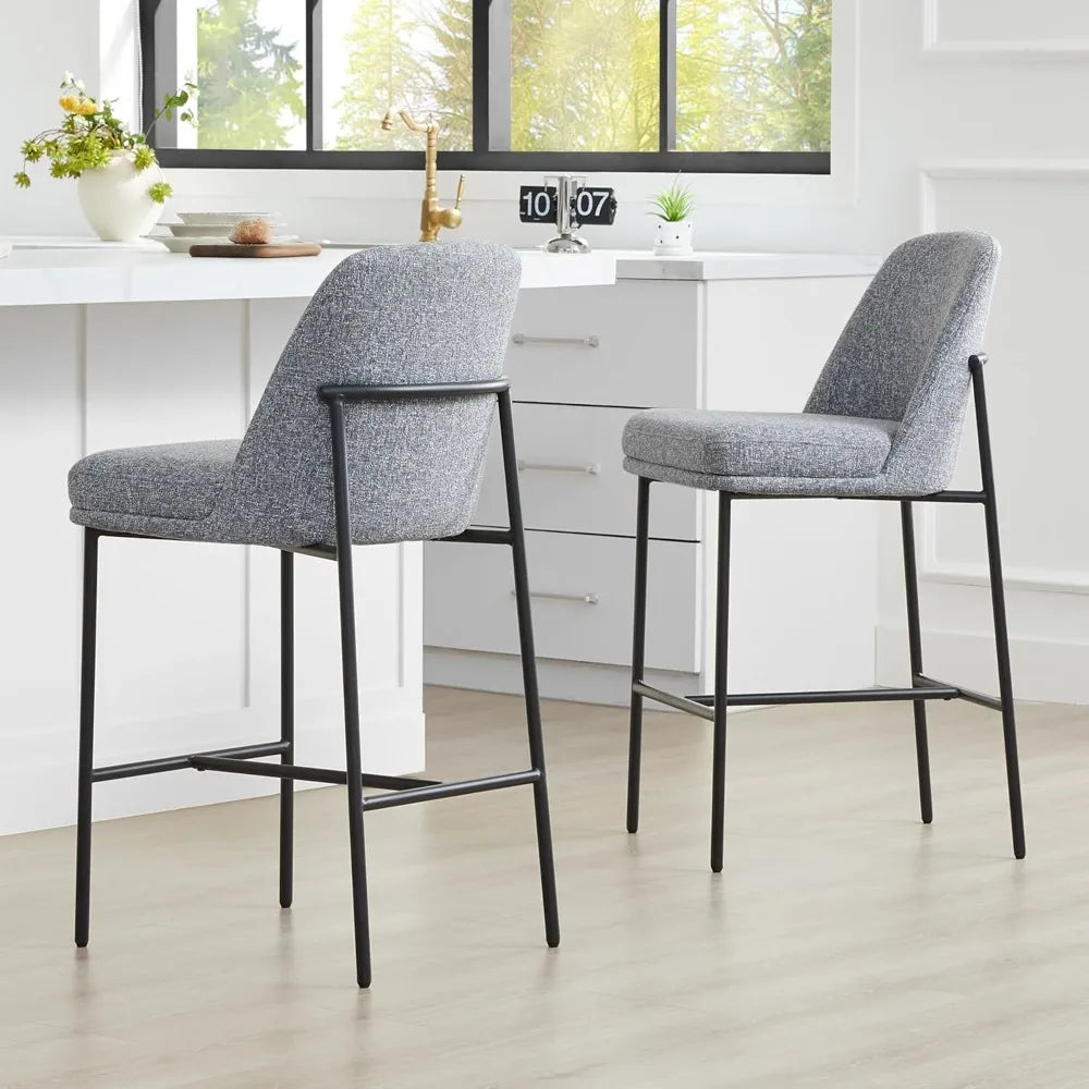 Grey Fabric Bar Stools